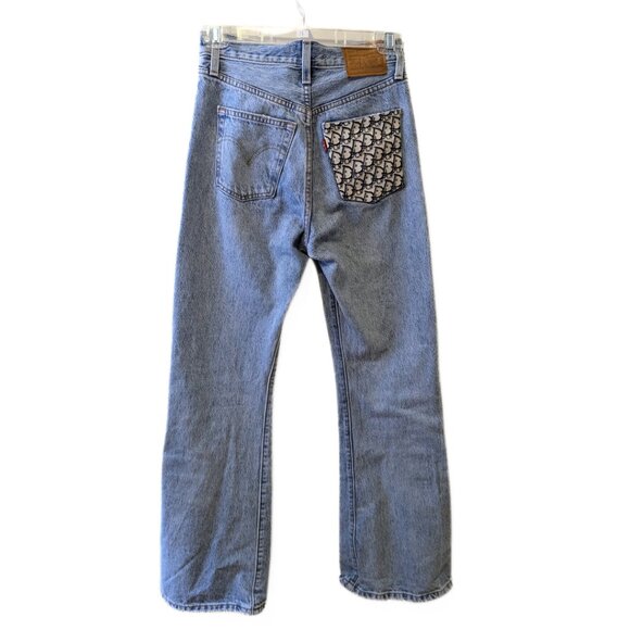 Levi's Ribcage Split Flare Jeans Embroidered Pocket High Waisted Button Fly - 25 - Picture 4 of 10